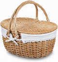 Wicker Picnic Basket with Lid and Handle 15" Sturdy Woven Body with Washable Lining for Easter,Mother'S Day,Outdoor Camping,Not Dyed