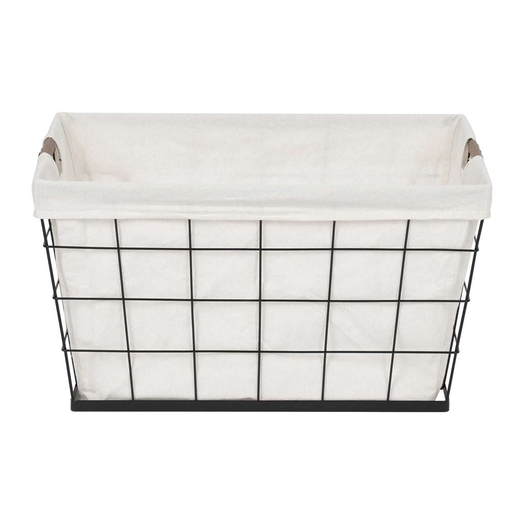 60L Rectangular Steel Laundry Basket, Black & Natural, Adult