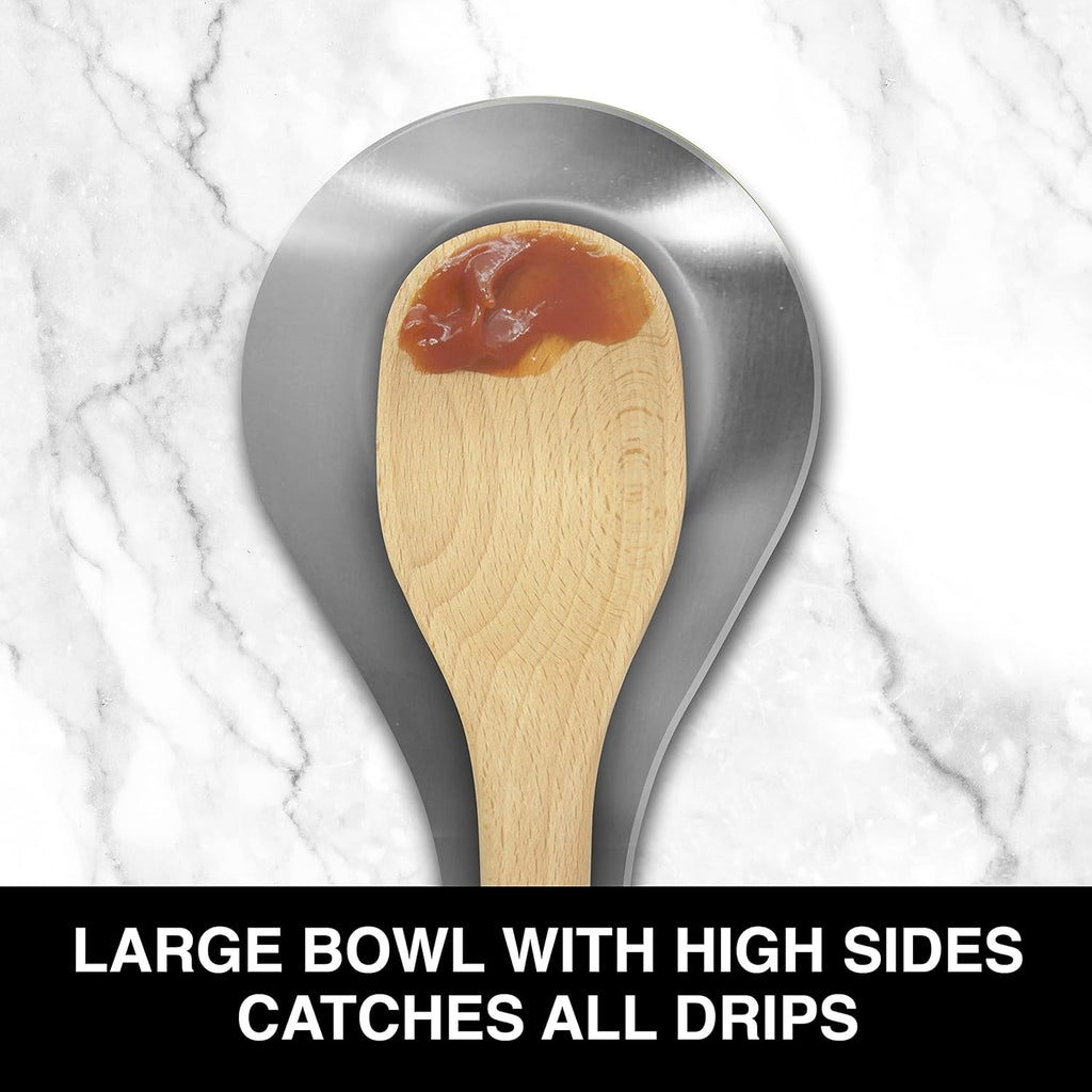 Stainless Steel Spoon Rest- Long Handle Holds Kitchen Utensils in Place, Great Spoon Rest for Counter, Stove Top, or Coffee Station; Kitchen Accessories, Utensil Rest, Stainless
